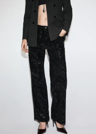 Gerade geschnittene Hose mit Pailletten