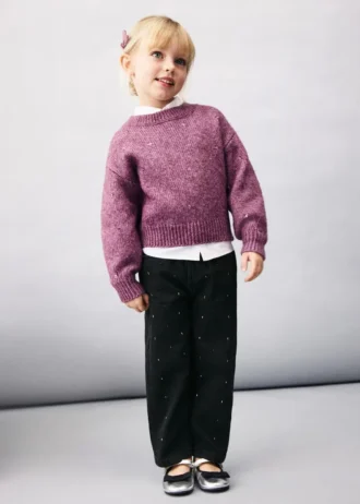 Gerade geschnittene Jeans mit Strassverzierung