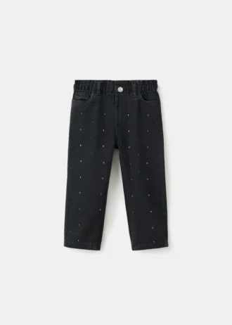 Gerade geschnittene Jeans mit Strassverzierung