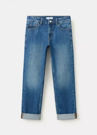 Gerade geschnittene Jeans mit Umschlag