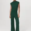 Gerade geschnittener Jumpsuit mit drapiertem Ausschnitt