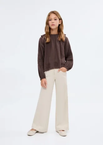 Geraffte, bestickte Bluse Geraffte, bestickte Bluse