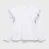 Geraffte, bestickte Bluse Geraffte, bestickte Bluse