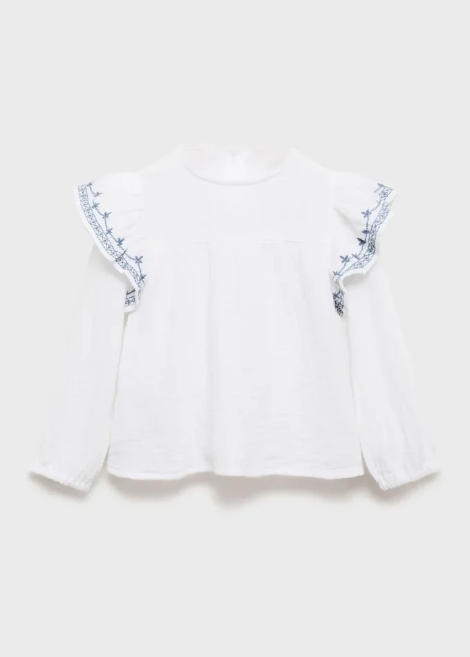 Geraffte, bestickte Bluse Geraffte, bestickte Bluse