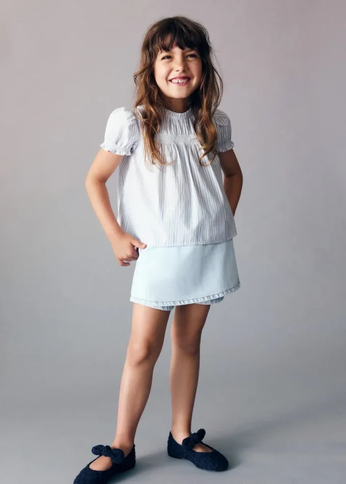 Geraffte gestreifte Bluse Geraffte gestreifte Bluse