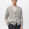 Gerippte Strickjacke aus Wollmischung