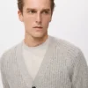 Gerippte Strickjacke aus Wollmischung