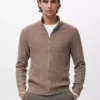 Gerippte Strickjacke mit Reißverschluss