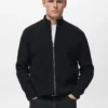 Gerippte Strickjacke mit Reißverschluss