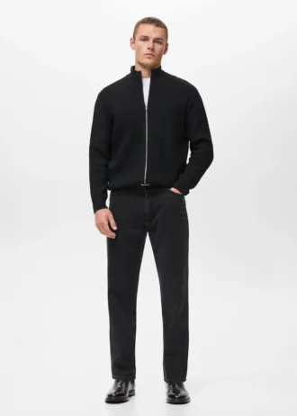 Gerippte Strickjacke mit Reißverschluss