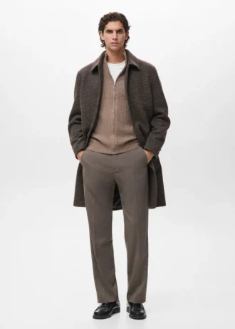 Gerippte Strickjacke mit Reißverschluss