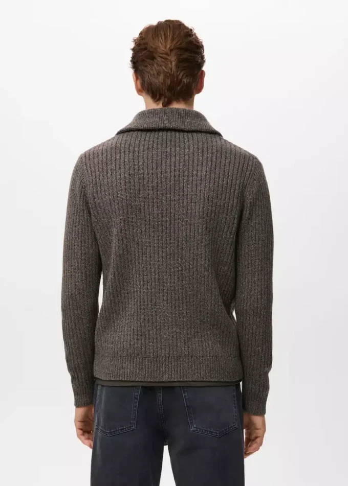 Gerippte Strickjacke mit Reißverschluss