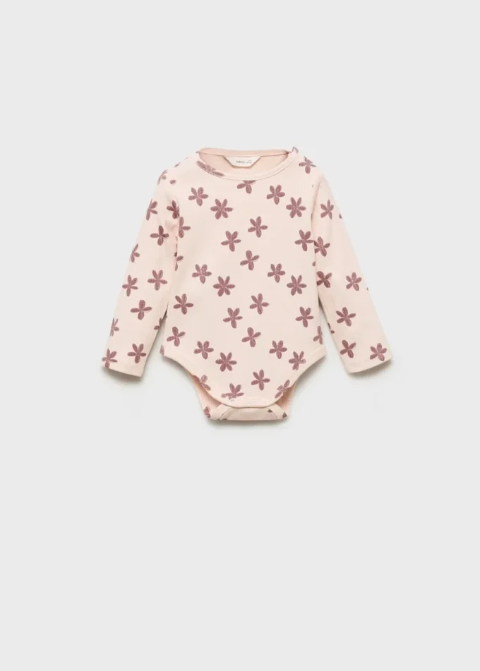 Gerippter Body mit Blumenmuster