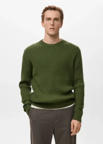 Gerippter Pullover aus Wollmischung
