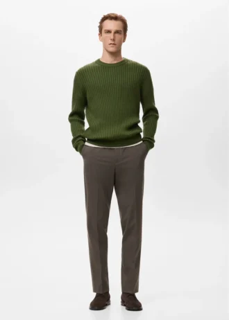 Gerippter Pullover aus Wollmischung