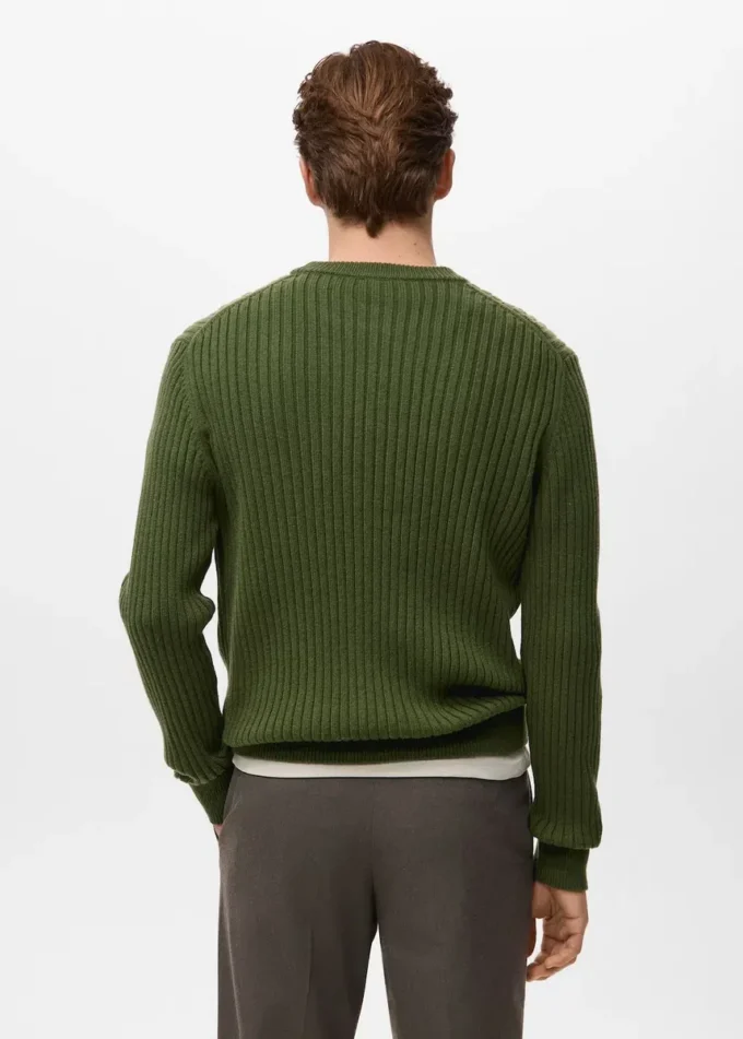Gerippter Pullover aus Wollmischung