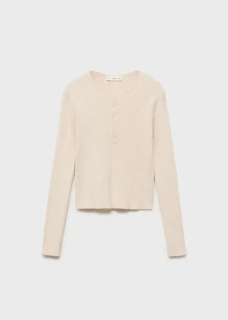 Gerippter Pullover mit Knöpfen