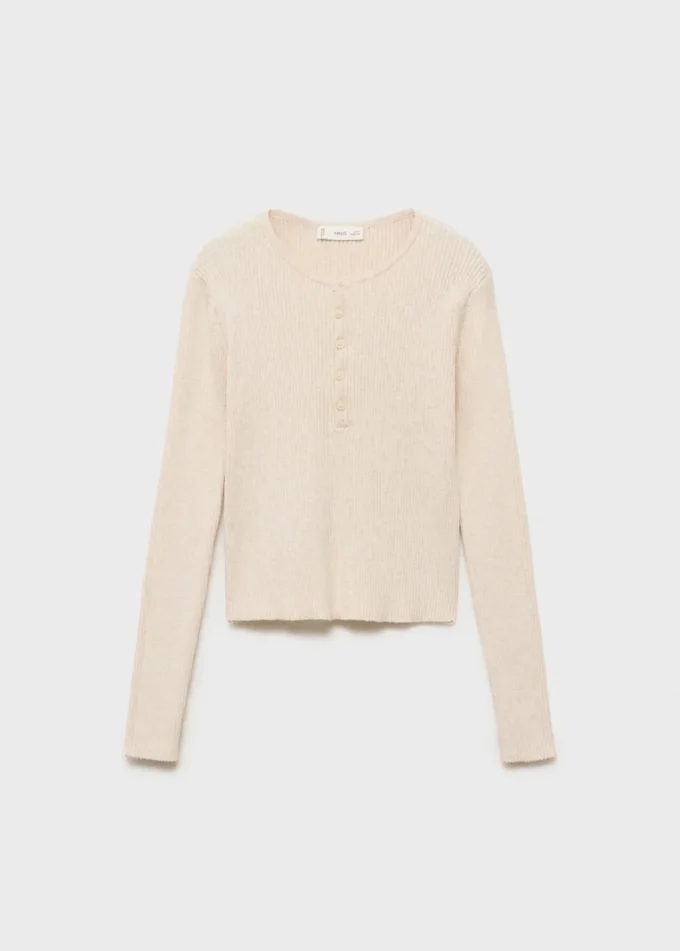 Gerippter Pullover mit Knöpfen Gerippter Pullover mit Knöpfen