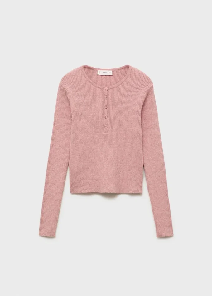 Gerippter Pullover mit Knöpfen Gerippter Pullover mit Knöpfen