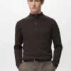Gerippter Pullover mit Reißverschluss am Hals