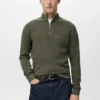 Gerippter Pullover mit Reißverschluss am Hals