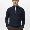 Gerippter Pullover mit Reißverschluss am Hals
