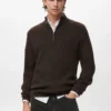 Gerippter Pullover mit Reißverschluss am Hals