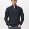 Gerippter Pullover mit Reißverschluss am Hals