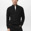 Gerippter Pullover mit Reißverschluss am Hals