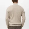 Gerippter Pullover mit Reißverschluss am Hals