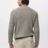 Gerippter Pullover mit Reißverschluss am Hals