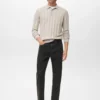Gerippter Strick-Polo-Pullover
