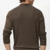 Gerippter Strick-Polo-Pullover