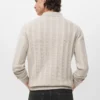 Gerippter Strick-Polo-Pullover