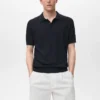 Geripptes Strick-Poloshirt
