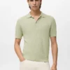Geripptes Strick-Poloshirt Geripptes Strick-Poloshirt