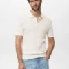 Geripptes Strick-Poloshirt Geripptes Strick-Poloshirt