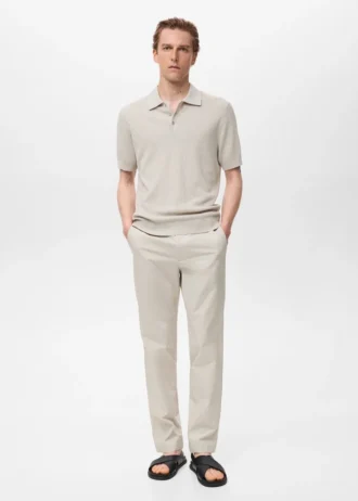 Geripptes Strick-Poloshirt