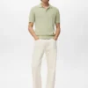 Geripptes Strick-Poloshirt Geripptes Strick-Poloshirt