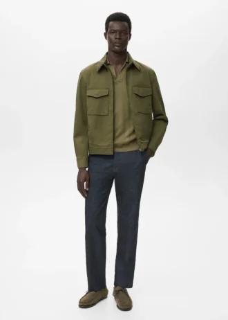 Geripptes Strick-Poloshirt