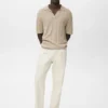 Geripptes Strick-Poloshirt Geripptes Strick-Poloshirt