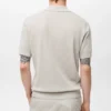 Geripptes Strick-Poloshirt