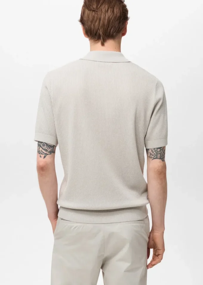 Geripptes Strick-Poloshirt