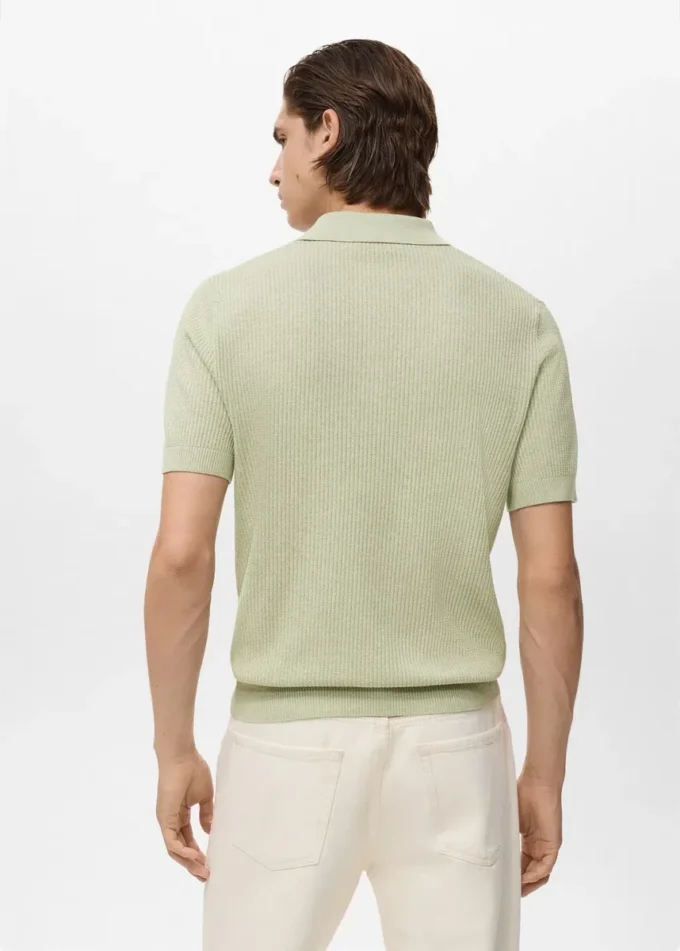 Geripptes Strick-Poloshirt Geripptes Strick-Poloshirt