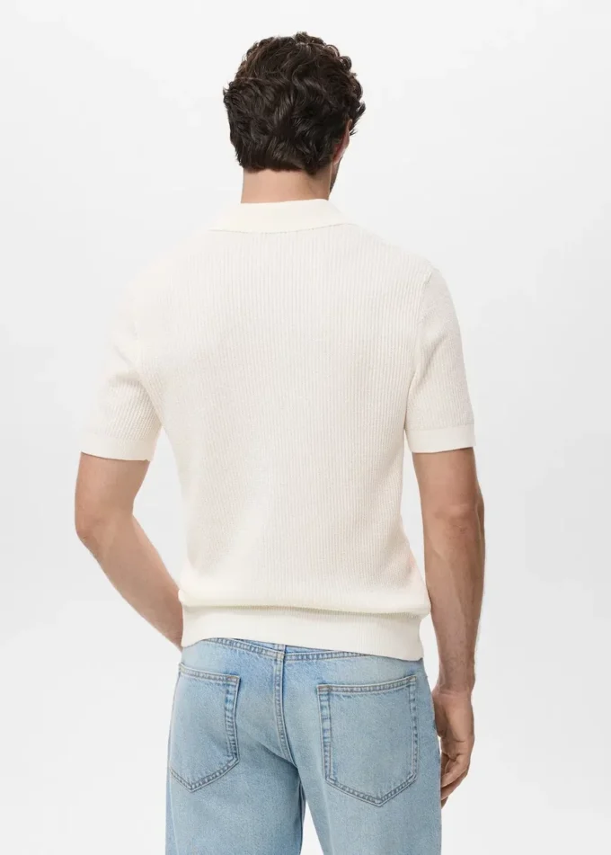 Geripptes Strick-Poloshirt Geripptes Strick-Poloshirt