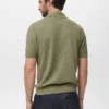 Geripptes Strick-Poloshirt Geripptes Strick-Poloshirt