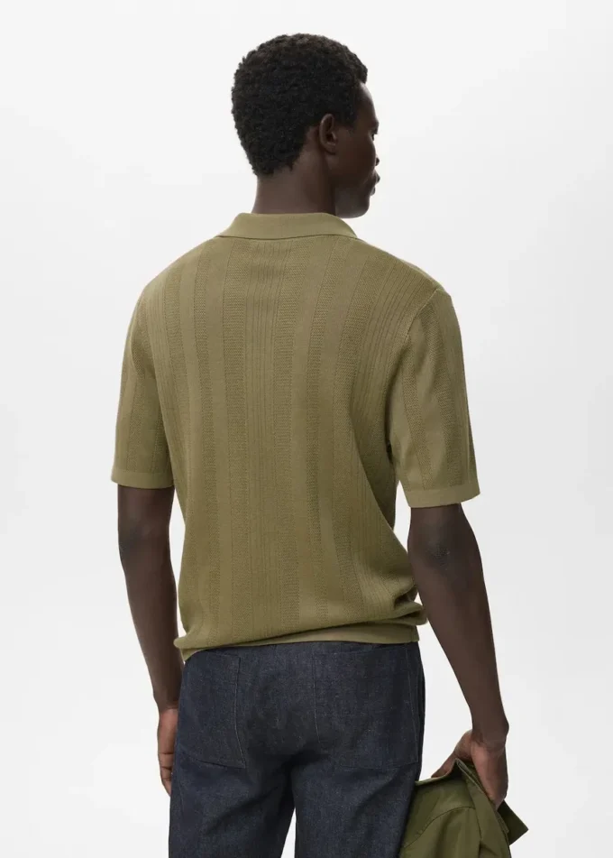 Geripptes Strick-Poloshirt Geripptes Strick-Poloshirt