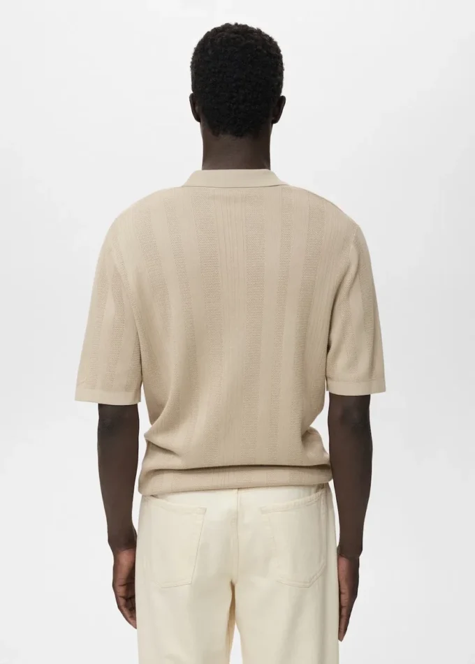 Geripptes Strick-Poloshirt Geripptes Strick-Poloshirt