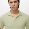 Geripptes Strick-Poloshirt Geripptes Strick-Poloshirt