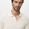 Geripptes Strick-Poloshirt Geripptes Strick-Poloshirt
